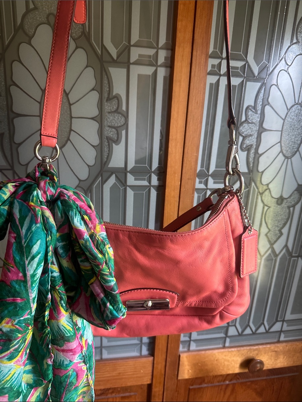 Coral Leather Kristen coach Shoulder Bag - Stylish Everyday